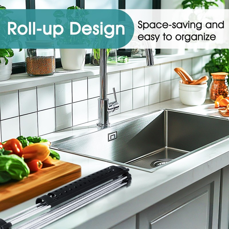 SIGERPAMA Roll Up Dish Drying Rack Over The Sink with