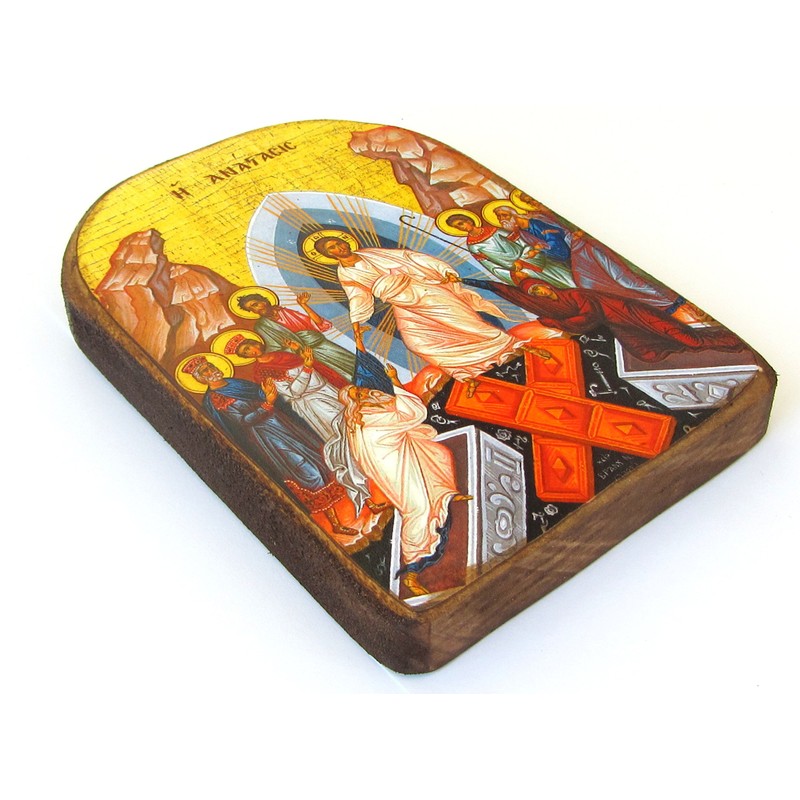 Wooden Greek Christian Orthodox Wood Icon of the Resurrection /