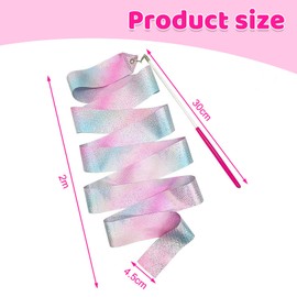 JSTHHTT Pack of 6 Dance Bands 2 Metres, Gymnastics Band with Bar, Rhythmic Sports Gymnastics Band, Children Sparkling for Artistic Dance, Gymnastics, Circus