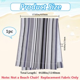 GORGECRAFT Beach Sling Chair Canvas 113 x 43 cm Grey Black White Striped Replacement Deck Chair Fabric Folding Deck Chair Cover Canvas for Sunbathing Garden Patio Outdoor