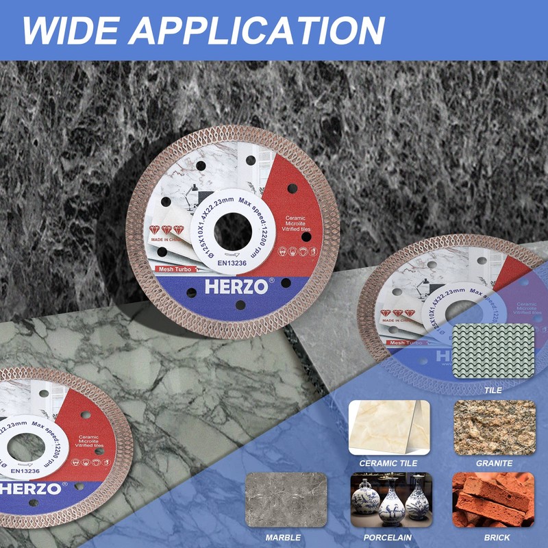 HERZO Set of 3 Diamond Cutting Discs 125 mm Extra