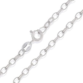 Designer Inspirations Boutique 18" Inch Sterling Silver 2.9 mm Thick Oval Link Belcher/Rolo Chain Necklace for Women Men Unisex - Weight: 5 Grams