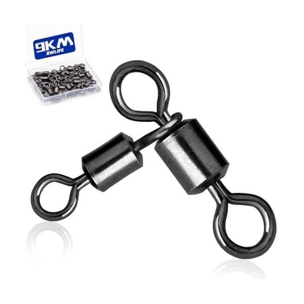 9KM DWLIFE 3-Way Swivel Fishing Tackle - 50pcs Black T