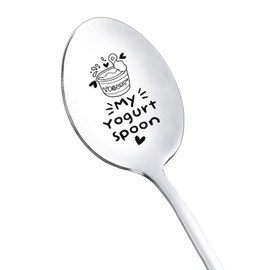 My Yogurt Gift Spoon for Yogurt Lover Women Men Christmas Birthday Gifts for Son Sister Yogurt Spoons Gifts for Husband Mom Grandma Funny Engraved Spoon Yogurt Lover Gifts