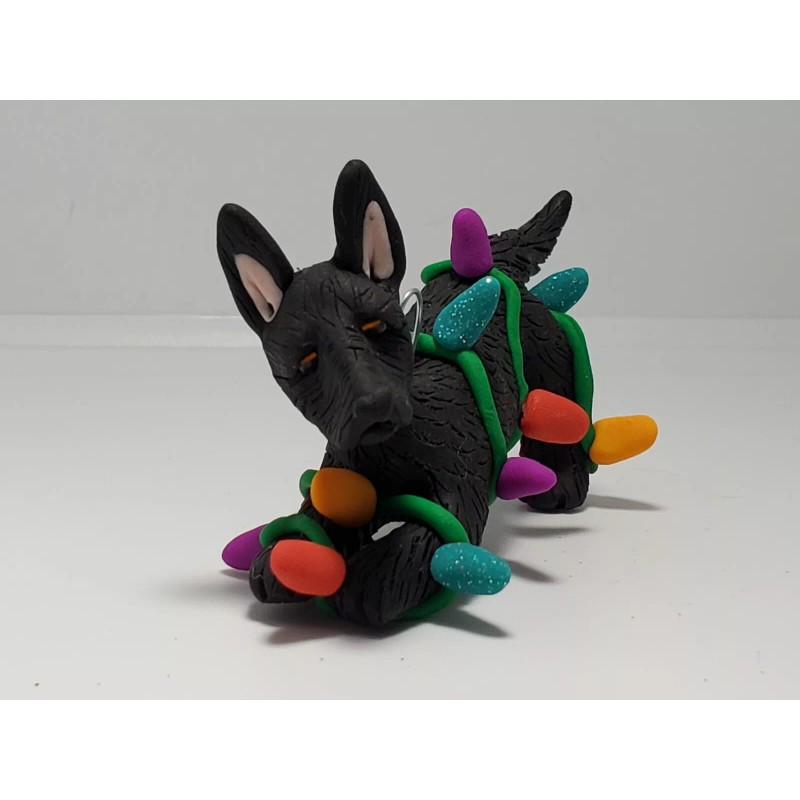 Celtic Forest Clay German Shepherd black Christmas Ornament TANGLED IN