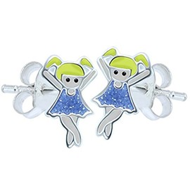 Dancer Earrings with Blonde Hair 925 Sterling Silver