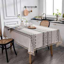 miicoer Waterproof Rectangle Tablecloth Stylish Modern Design Spillproof Wrinkle-Free Fabric for Indoor and Outdoor Dining Kitchen Tabletop Decoration (Ranch, 55"x55" (140x140cm), 4 Seats)