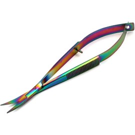 OdontoMed2011 Curved Rainbow Colored Titanium Tipped EZ Snips (4.5IN) Embroidery Scissors ODM