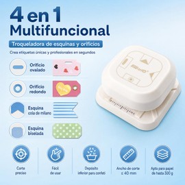Yosoo Health Gear 4 en 1 Etiqueta Punch, Cortador de Papel Multifuncional con Almacenamiento de Confeti para la Tarjeta de álbum de Recortes de Esquina