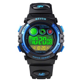 Waterproof Boys’ Watch, Waterproof to 5 atm, 12 / 24H Display, Alarm Clock / Stopwatch / EL Light, Blue Kids Digital Electronic Wrist Watch for Boys Age 5 Years, Birthday / Christmas Gift