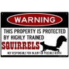 Kexle Squirrel Sign,Funny Metal Signs,Protected by Squirrels,Squirrels Warning Sign,Pet Squirrel,Beware
