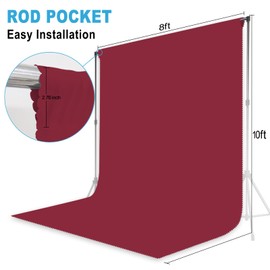 Burgundy Backdrop for Photoshoot, Professional Photo Backdrop Background Curtain for Product Photography, Portraits, Wedding, Party, Live Streaming Video Recording 8X10 FT (Background Only)