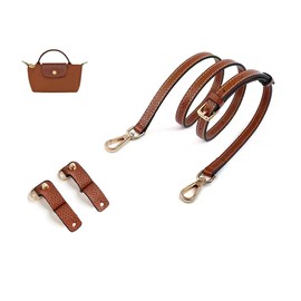 BigTuto Leather Handbag Crossbody Shoulder Strap Adjustable Compatible with Longchamp Mini Pouch，95-124cm Adjustable Length，No Holes Needed（Brown）