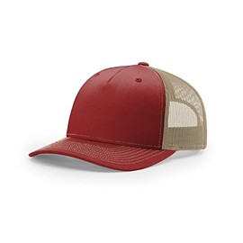 Richardson 112FPTrucker Hat - 5 Panel Premium Adjustable Hats for Men-OSFM-Cardinal/Tan