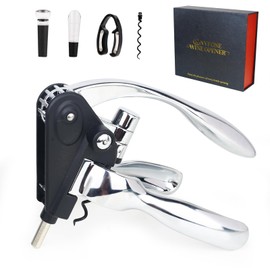 QONYFONE Rabbit Wine Opener Set with Luxury Gift Box, 5-Piece Gift Kit Includes Corkscrew, Foil Cutter, Bottle Stopper, Wine Pourer, Easy Cork Removal, Perfect for Wine Lovers (Moonlight Silver)
