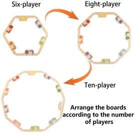 Grhonior Upgraded Version 10 Player Interlocking Pegs and Jokers Board Game Wood,Multiplayer Portable Marbles and Jokers Game with Cards for Adults Travel Family Party Game