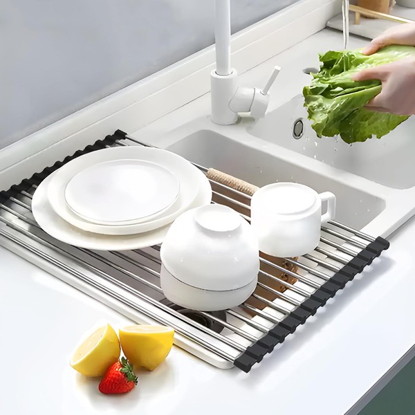 Sonngnn Foldable Dish Drying Rack - Stainless Steel Over Sink