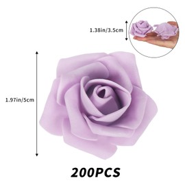 INSUNSIX Foam Roses,200PCS Artificial Roses Heads 1.97in Fake Roses Foam Flowers for Craft DIY Wedding Party Home Decoration(Lilac)