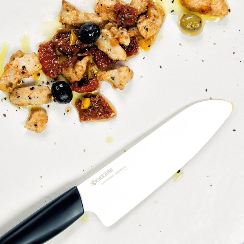 Kyocera FK-140-WH Ceramic Santoku, Chef Knife for Your Cooking Needs,