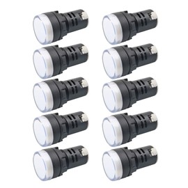 10Pcs White Indicator Light AC/DC 110V, 22mm Panel Mount, for Electrical Control Panel, HVAC, DIY Projects