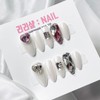 Water shine dripping heart full stone handmade nail tip -