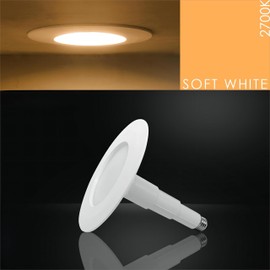 Jolux 5/6 Inch LED Adjustable Retrofit Downlight, E26 Medium Screw Base, 12W (60W Equivalent), 2700K (Soft White), 800 Lumens, Dimmable, ETL, Damp Rated, Simple Installation, 4-Pack, Slope Trim