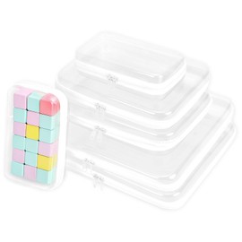 6Pcs Zippered Hard Pouch, Zippered Transparent Cases, Clear Hard Shell Zipper Case, Waterproof Cosmetic Toiletry Bag, Portable Travel Organizer for Toy Storage Bin, Puzzles (White, L+M+S)