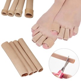 Gripebao 6 Pack Cuttable Toe Tubes with Gel Cushion, 3 Size Toe Sleeves Toe Protectors for Hammer Toes, Soft Fabric Toe Caps Guards for Feet, Corn Wrap Toe Cushions Separator Tubing for Woman, Man