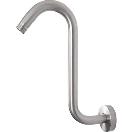 S Shaped Shower Arm High Rise Shower Head Extension Pipe Shower Arm Extender Standard 1/2" Connection with Flange Wall Mounted Bathroom Accessories Stainless Steel (Brushed)
