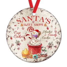 Christmas Santa’s Sweet Shoppe Christmas Tree Hanging Ornament Vintage Candy Cookie Snowman Ceramic Ornament Holidays Decoration Christmas Eve Party Decorations Ornament