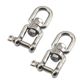 2Pcs 304 Stainless Steel M8 Jaw Eye Swivel Ring Shackle 360° Swivel Ring Connector