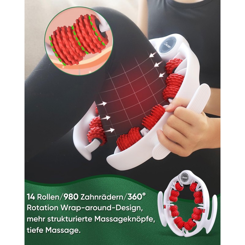 Cellulite Massager with Handle, Manual, Skin Firming and Smoothing, Red