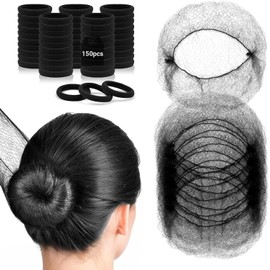100pzs Red para Cabello y 50 Pcs Ligas para Cabello, JDF3CISH Cofias Desechables, Red de Pelo Tejida de, Gorro Desechable Tipo para Bailarinas de Ballet, Redecillas de Cocina, Danza, Actor