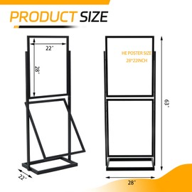 Gisafai 2 Pcs Sign Holder Floor Stand, 22×28 Inch Double Sided Heavy Duty Slide-in Poster Stand for Display, 2 Tier Banner Standing for Outdoor Indoor Business Store Advertising