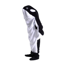 FunnyCos Whale Sleeping Bag One-Piece Pajamas Wearable Blanket Animal Cosplay Costume Unisex Novelty Loungewear Sleepwear Black,XS