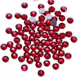 Wambere Pack of 1440 Hotfix Rhinestones, Crystals Flat Back Rhinestones Glass Glitter Stones Nail Art Gemstones Round Diamond, Hotfix Crystal Round Gemstones 4.6-4.8 mm, Dark Red