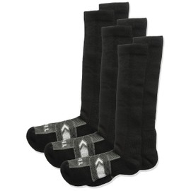 Thorlos Unisex-Adult's WCOU Work Maximum Cushion Over-Calf Sock, Black/Grey 3 Pack(Over-The-Calf), Large