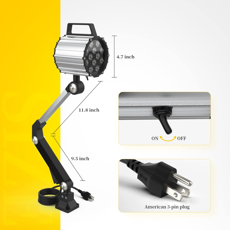 Led Waterproof Machine Work Light, Multipurpose Adjustable Angle Aluminum Alloy