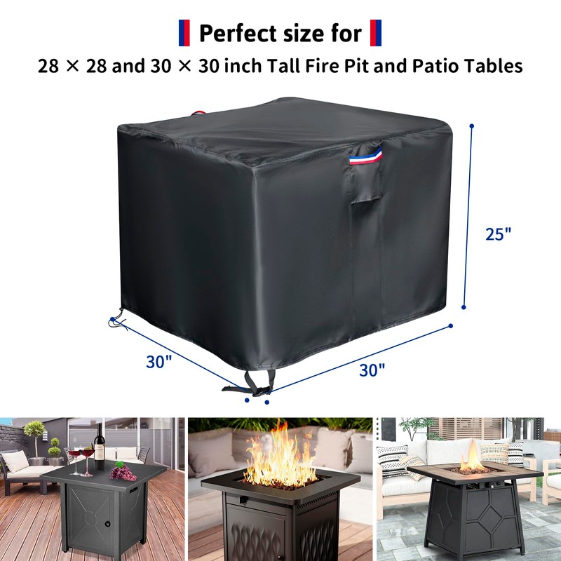 Saking Square Fire Pit Cover 600D Waterproof for Propane Fire