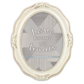 Cottage Garden Love Knows No Limits Ivory 5 x 7 Oval Wall And Tabletop Photo Frame