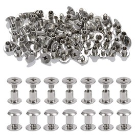 50 Pairs of Chicago Screws TIMESETL Book Screws 5 x 6 mm Silver Chicago Binding Screws Set Screw Rivets Stainless Steel with Screws Nuts for Bookbinding Screws Belt Screws Leather Decoration
