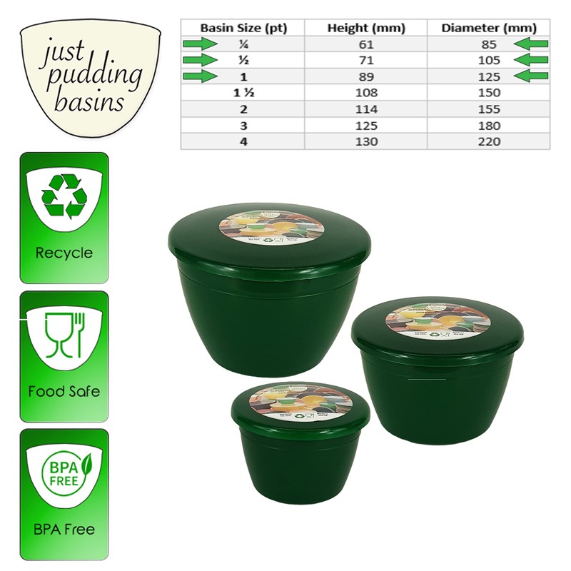 Just Pudding Basins 3 Smaller Sizes in One Set Steam