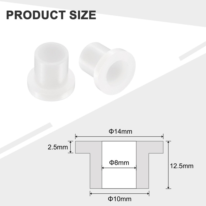 sourcing map 12pcs Flanged Sleeve Bearings Plastic Bushings ID 8mm