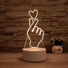 Korean Finger Heart 3D LED Night Lamp – Modern Decorative