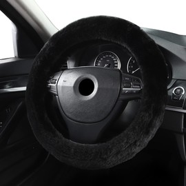 GXT Fuzzy Steering Wheel Cover, Men's and Women's Fashion Universal 15-inch Steering Wheel(Black)