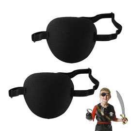 2Pcs Adjustable Eye Patches for Adults Kids, Soft and Comfortable Pirate Eye Patches for Amblyopia Lazy Eyes