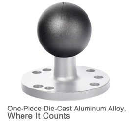 VAUBORTTI 1.5" Ball Mount Base with Round AMPS Plate – One-Piece Die-Cast Aluminum Base with High-Density, Impact-Resistant TPU Ball, C Size Compatible with Arms from RAM, Scotty, iBOLT