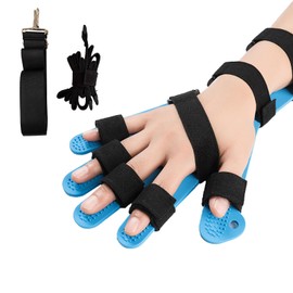 BianRiYiLiao Hand Splint Brace with Bendable Support, Adjustable Resting Hand Brace for Finger and Wrist Positioning, Suitable for Adults, Elderly, Daily or Night Support Use（blue hand splint） (L)