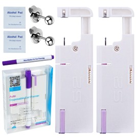 Firstomato 2PCS Disposable Ear Piercing Kit Ear Piercing Gun Self Use Ear Piercings Kit Cartilage Piercing Gun with Hypoallergenic Earrings(3mm Ball,Silver)