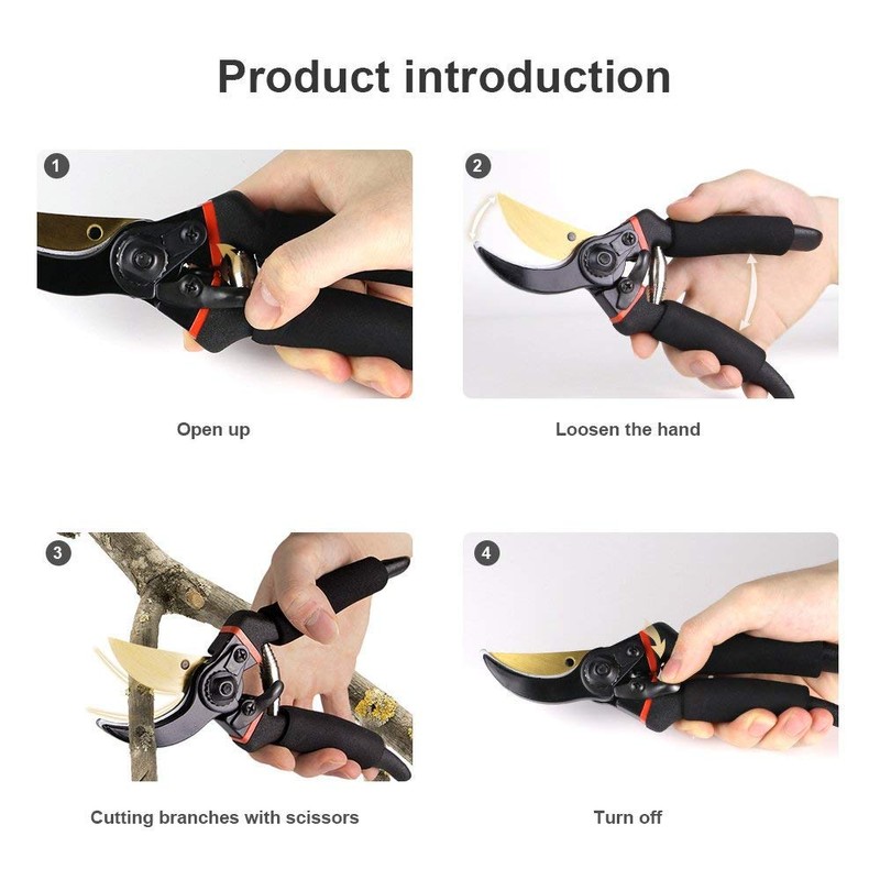 SEEYC Professional 8 inches Premium Titanium Bypass Pruning Shears, Premium